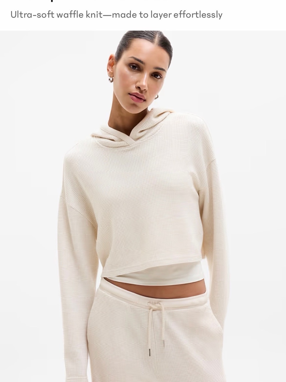 NWOT Small Athleta Tranquil Waffle Hoodie - Bone